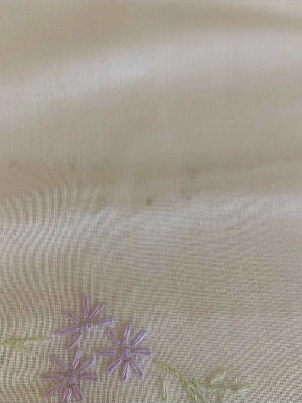 Vintage Hand Embroidered Floral Pillowcases Pair Crochet Trim